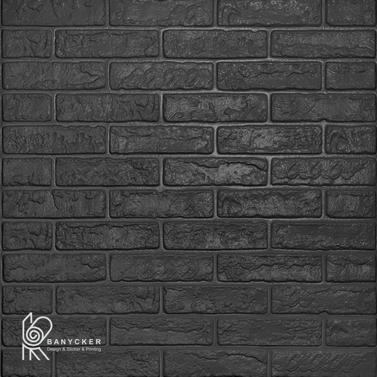 برچسب دیوارپوش فومی طرح آجر بهمنی 12 رج مشکی کد B020