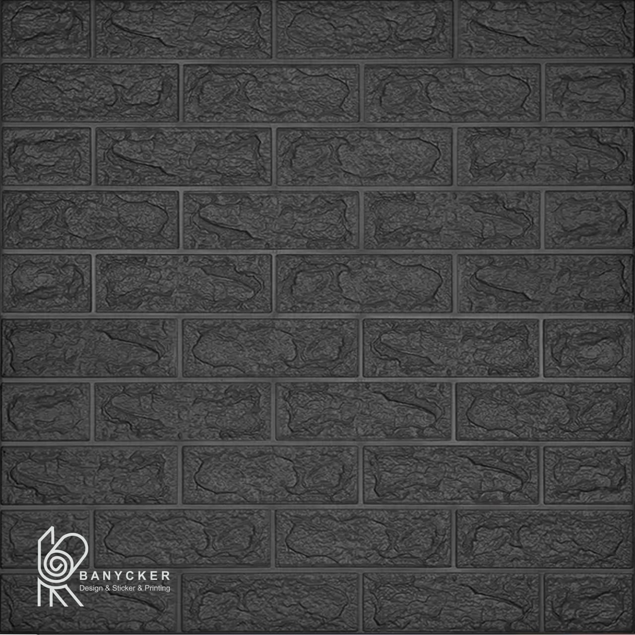 برچسب دیوارپوش فومی طرح آجر کلاسیک رنگ مشکی کد C020