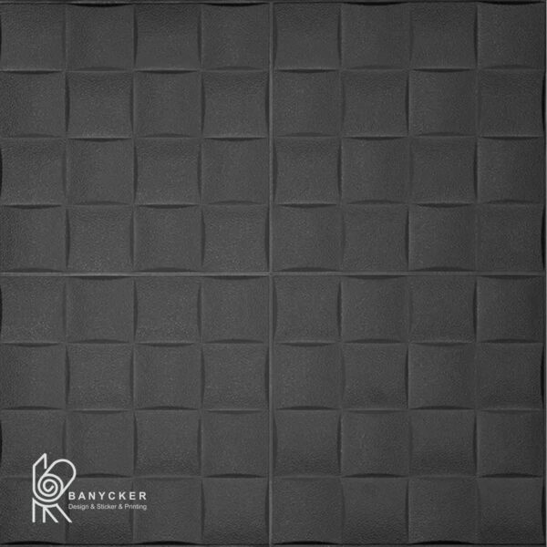 برچسب دیوارپوش فومی طرح مربع مشبک رنگ مشکی کد S020