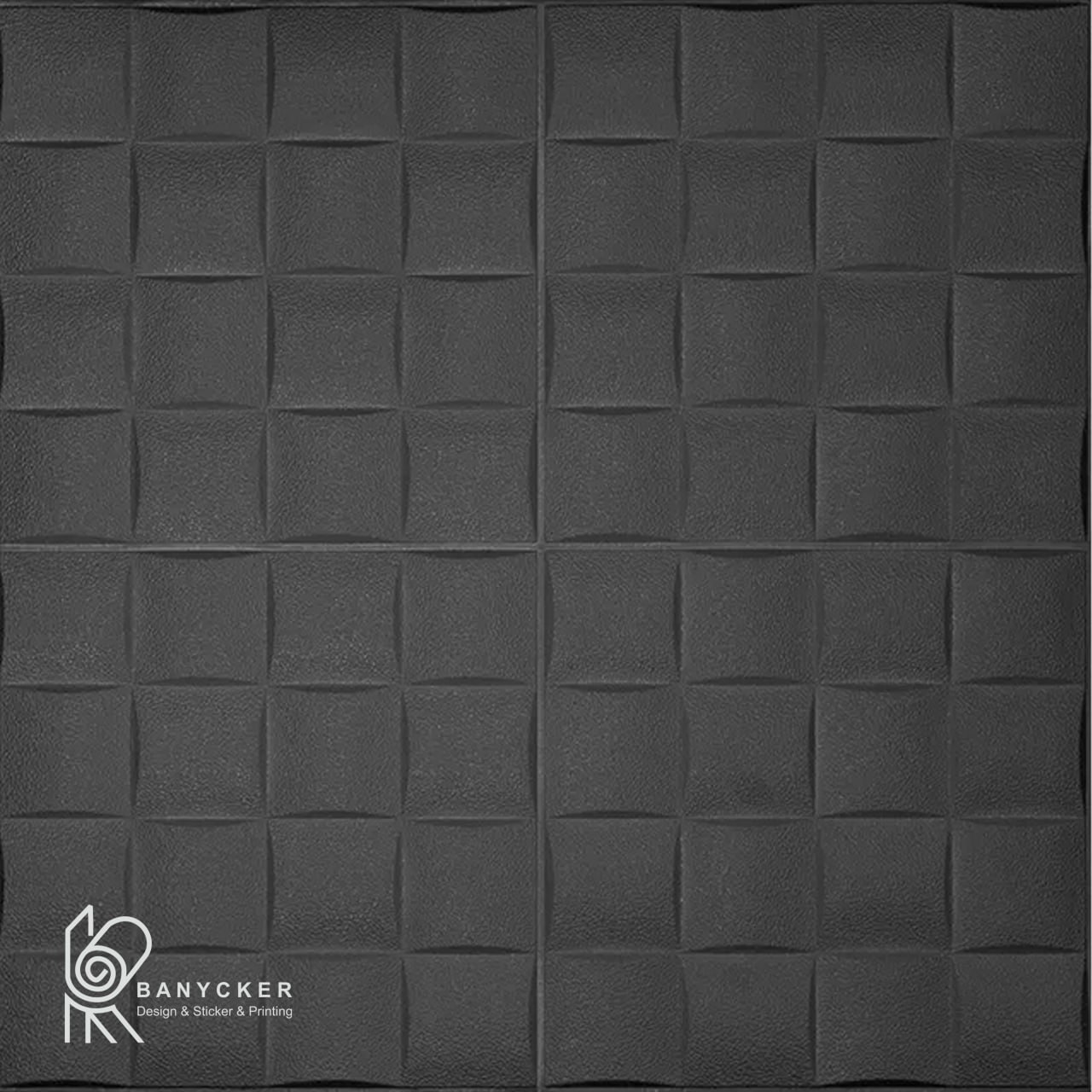 برچسب دیوارپوش فومی طرح مربع مشبک رنگ مشکی کد S020